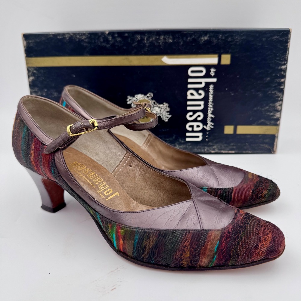 True Vintage 40s/50s Johansen Mary Jane 6N Rich Tapestry Heels w/ Box